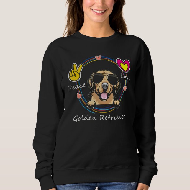 Camiseta Peace Love and Golden Retriever Cute Dog  for Moth (Frente)