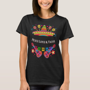 Camiseta Peace Love and Tacos Peace Sign Taco Comida mexica