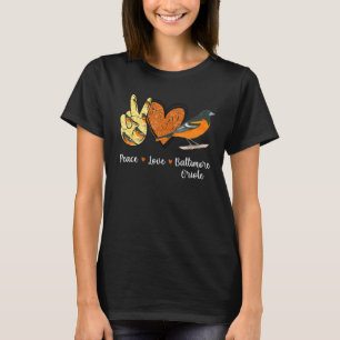 Camiseta Peace Love Baltimore Oriole Bird