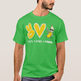 Camiseta Peace Love Banana Funny Fruit Food Vegan Women Men