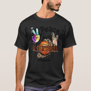 Camiseta Peace Love Basball Nani Life Mãe Avó Leopar