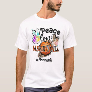 Camiseta Peace Love Basball Nonna Life Mãe Avó Leopa