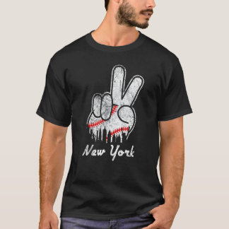 Camiseta Peace Love Baseball New York Ny Skyline Apparel  2
