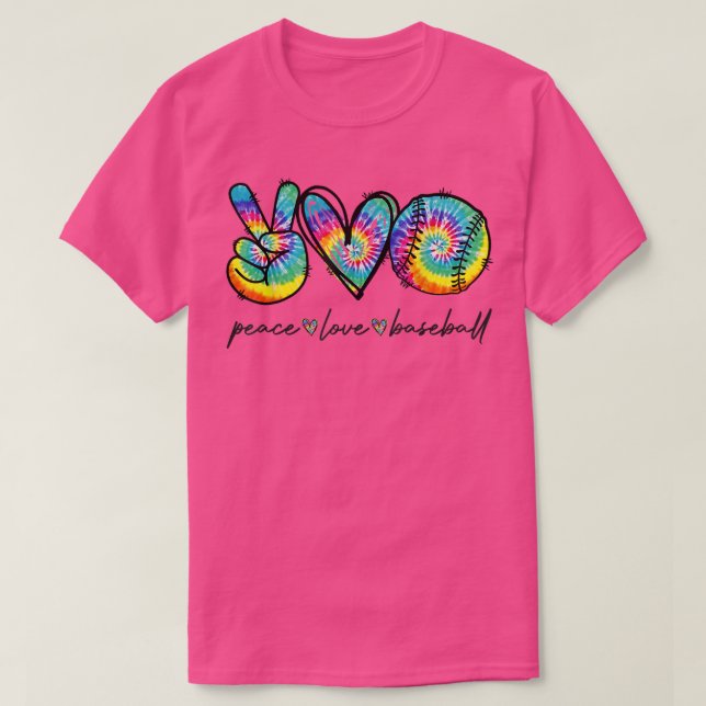 Camiseta Peace Love Baseball Tie Dye Cut Beball Amantes de  (Frente do Design)