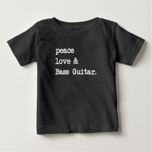 Camiseta Peace Love & Bass Guitar Musical Guitaris