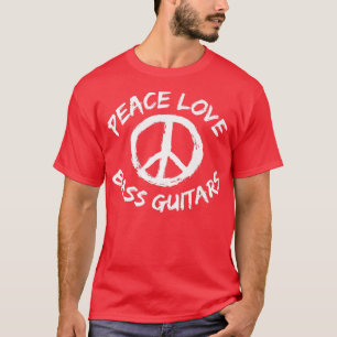Camiseta Peace Love Bass Guitars música banda baixo g