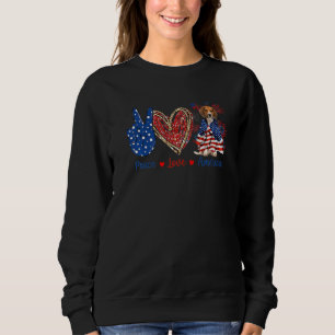 Camiseta Peace Love Beagle Dog Patriotic America Flag 4º J