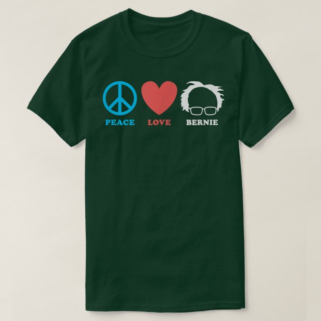 Camiseta Peace Love Bernie Sanders 2020 (Frente do Design)
