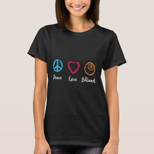 Camiseta Peace Love Billiards (Frente)