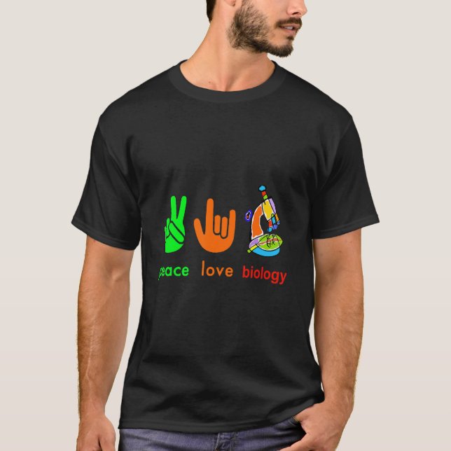Camiseta Peace Love Biology Microscope Painter Science Tea (Frente)