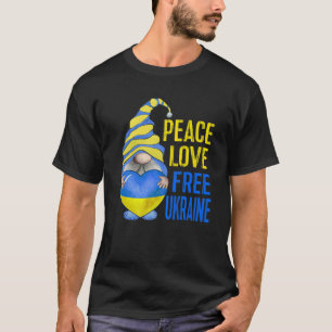 Camiseta Peace Love Blue Yellow Gnome Ucrânia Flag Ucranian