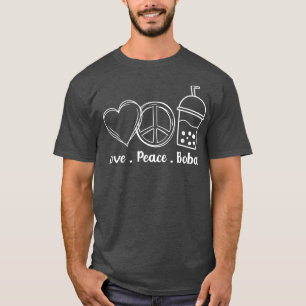 Camiseta Peace Love Boba Bubble Tea Drink Tapioca Boba Tea
