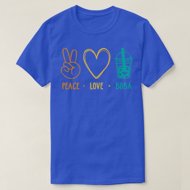 Camiseta Peace Love Boba Graphic Tea Lover Tea Drinker Bubb (Frente do Design)