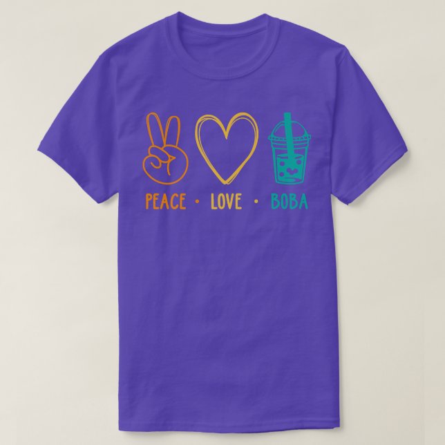Camiseta Peace Love Boba Graphic Tea Lover Tea Drinker Bubb (Frente do Design)