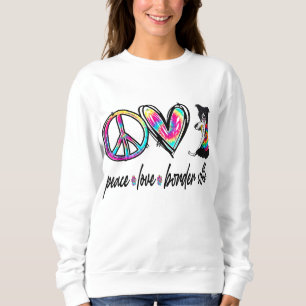 Camiseta Peace Love Border Collie Tie Dye Dog Lover Mãe