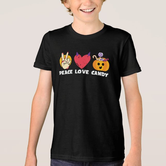 Camiseta Peace Love Candy (Frente)