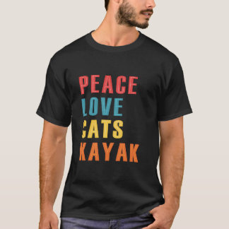 Camiseta Peace Love Cats Kayak Funny Kayaking Barco Cat E