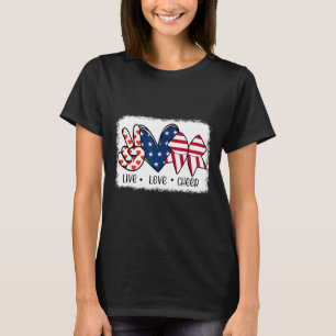 Camiseta Peace Love Chee Usa Flag 4 De Julho