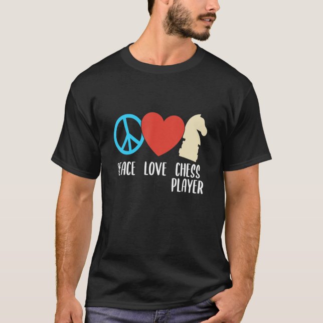 Camiseta Peace Love Chess Player Expert Coach Sports Gráfic (Frente)