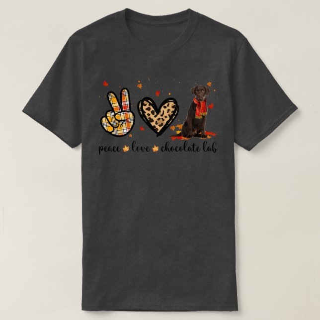 Camiseta Peace Love Chocolate Labrador Scarf Fall Autumn Th (Frente do Design)