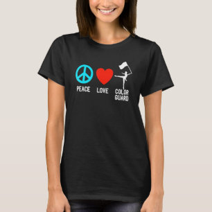 Camiseta Peace Love Color Guarda Flag Girl Teen Wom