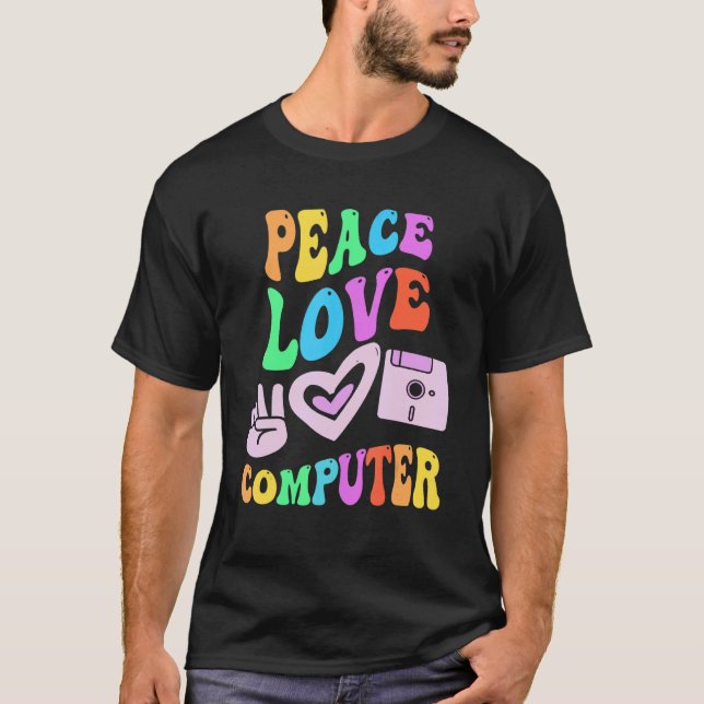 Camiseta PEACE LOVE COMPUTADOR Tecnologia retrorreflectora  (Frente)
