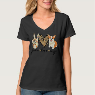 Camiseta Peace Love Corgi Dog Mãe Dia de as mães Corgi