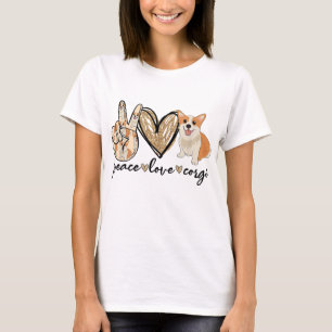 Camiseta Peace Love Corgi Engraçado Cachorro Mãe Dia de as