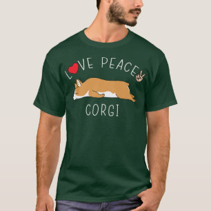 Camiseta Peace Love Corgi Funny Cute Lazy Animal Kawaii1017