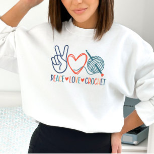Camiseta Peace, Love Crochet Sweatshirt