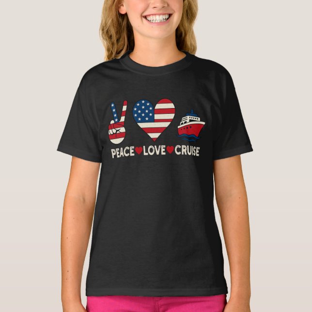 Camiseta Peace Love Cruise USA Vacance Vibes (Frente)