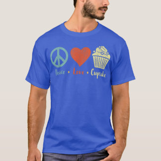 Camiseta Peace Love Cupcake Funny Cupcake Bahando Cupcake L