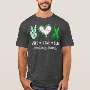 Camiseta Peace Love cura a consciência de doenças renais pa