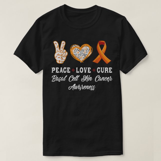 Camiseta Peace Love cura a consciência do cancer da pele da (Frente do Design)