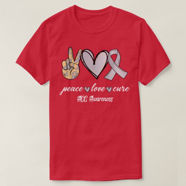 Camiseta Peace Love Cure Agenesis of the Corpus Callosum Aw (Frente do Design)