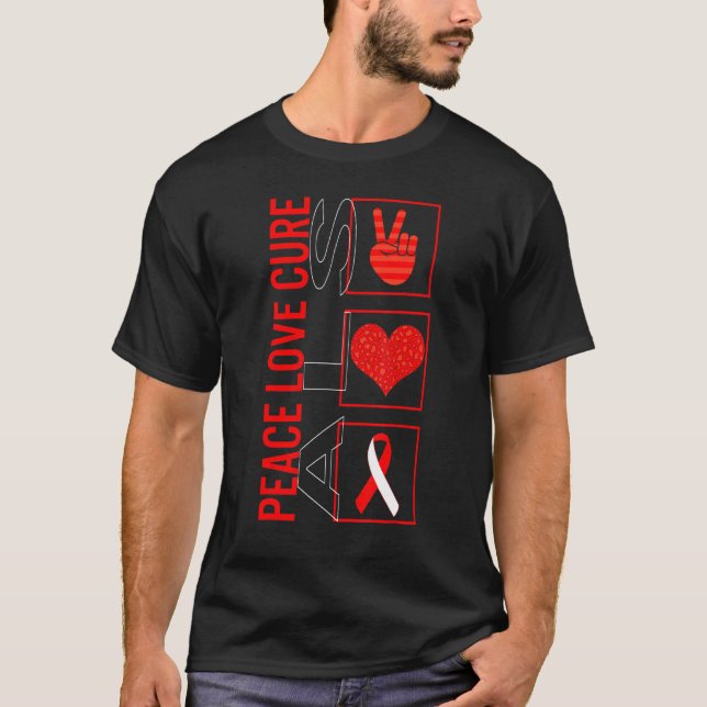 Camiseta Peace Love Cure ALS Sensibilizando o guerreiro da  (Frente)