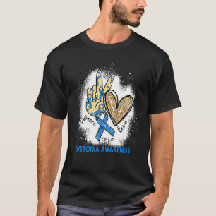 Camiseta Peace Love Cure Bleached Dystonia Sensibilização