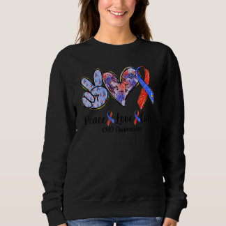 Camiseta Peace Love Cure Blue & Red Ribbon Chd Awareness