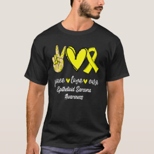 Camiseta Peace Love Cure Epithelioid Sarcoma Yellow Ribbon