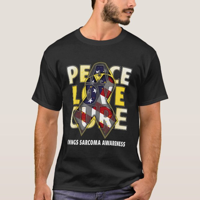 Camiseta Peace Love Cure Ewing Sarcoma Sensibilização Ameri (Frente)