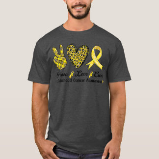 Camiseta Peace Love Cure-Heart Leopard Cancer de infância A