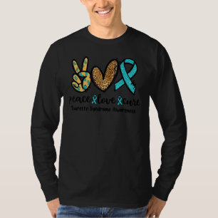 Camiseta Peace Love Cure Leopard Heart Tourette Syndrome Aw