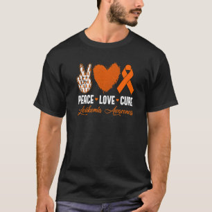 Camiseta Peace Love Cure Leukemia Conscientização Mês Guerr