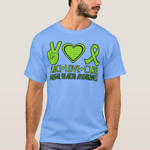 Camiseta Peace Love Cure Mental Health Awareness Supporter