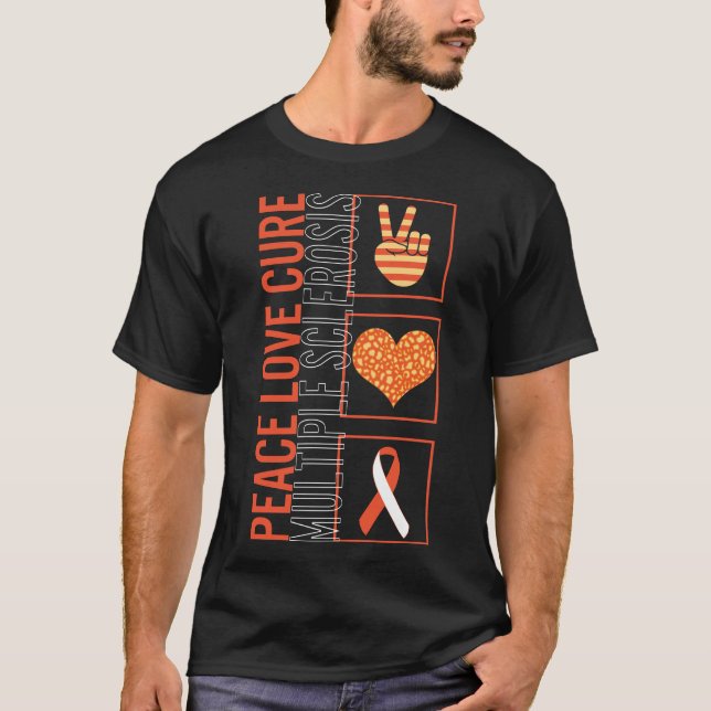 Camiseta Peace Love Cure Multiple Esclerose T Shirt (Frente)