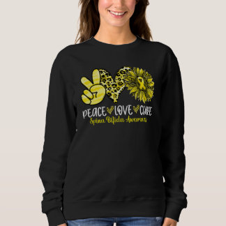Camiseta Peace Love Cure Sunflower Lepard Spina Bifida Awa