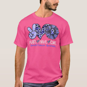 Camiseta Peace Love Cure Sunflower Lepard Stomach Cancer A