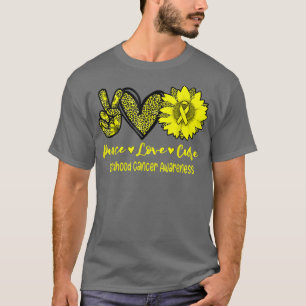 Camiseta Peace Love Cure Sunflower Ribbon Chilhood Cancer