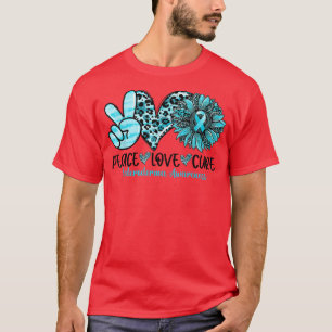 Camiseta Peace Love Cure Sunflower Teto Ribbon Scleroderma
