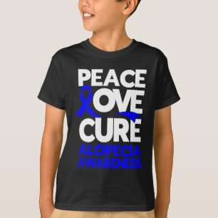 Camiseta Peace Love Cure Support Alopecia Sensibilização Fr